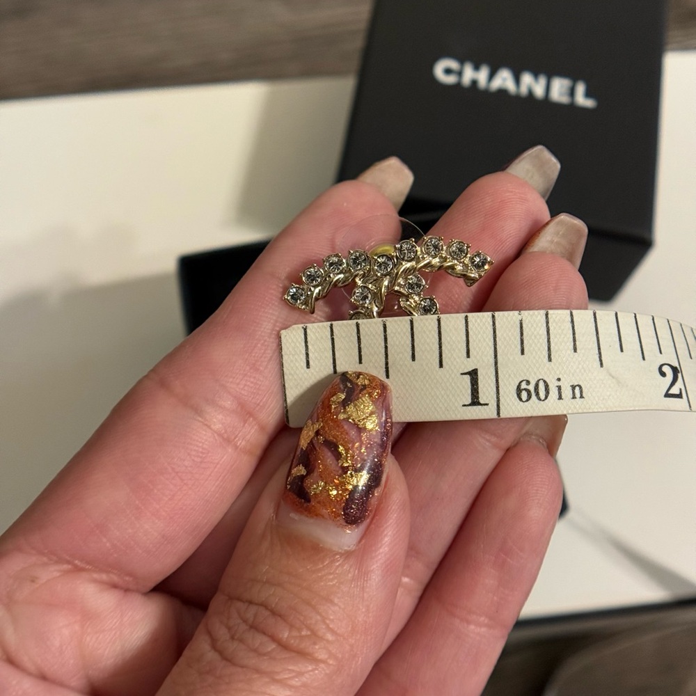 Chanel Large Gold Statement Crystal Cc Earrings - image 4